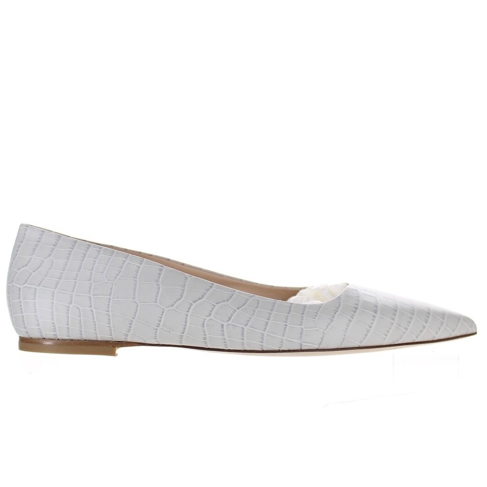 MM LaFleur The Rowan Gray Embossed Croc Leather Pointed Toe Ballet Flat Shoes 37 - Picture 8 of 14
